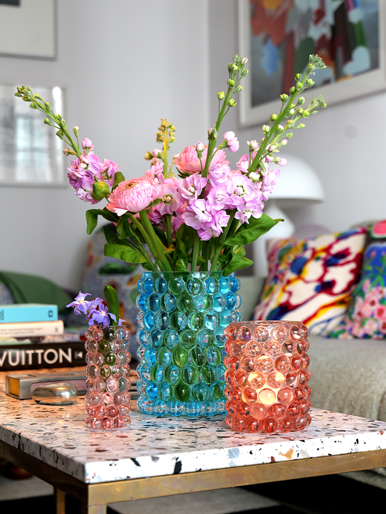 HURRICANE LAMP BOULE LARGE, Coral Blue Ljuslykta