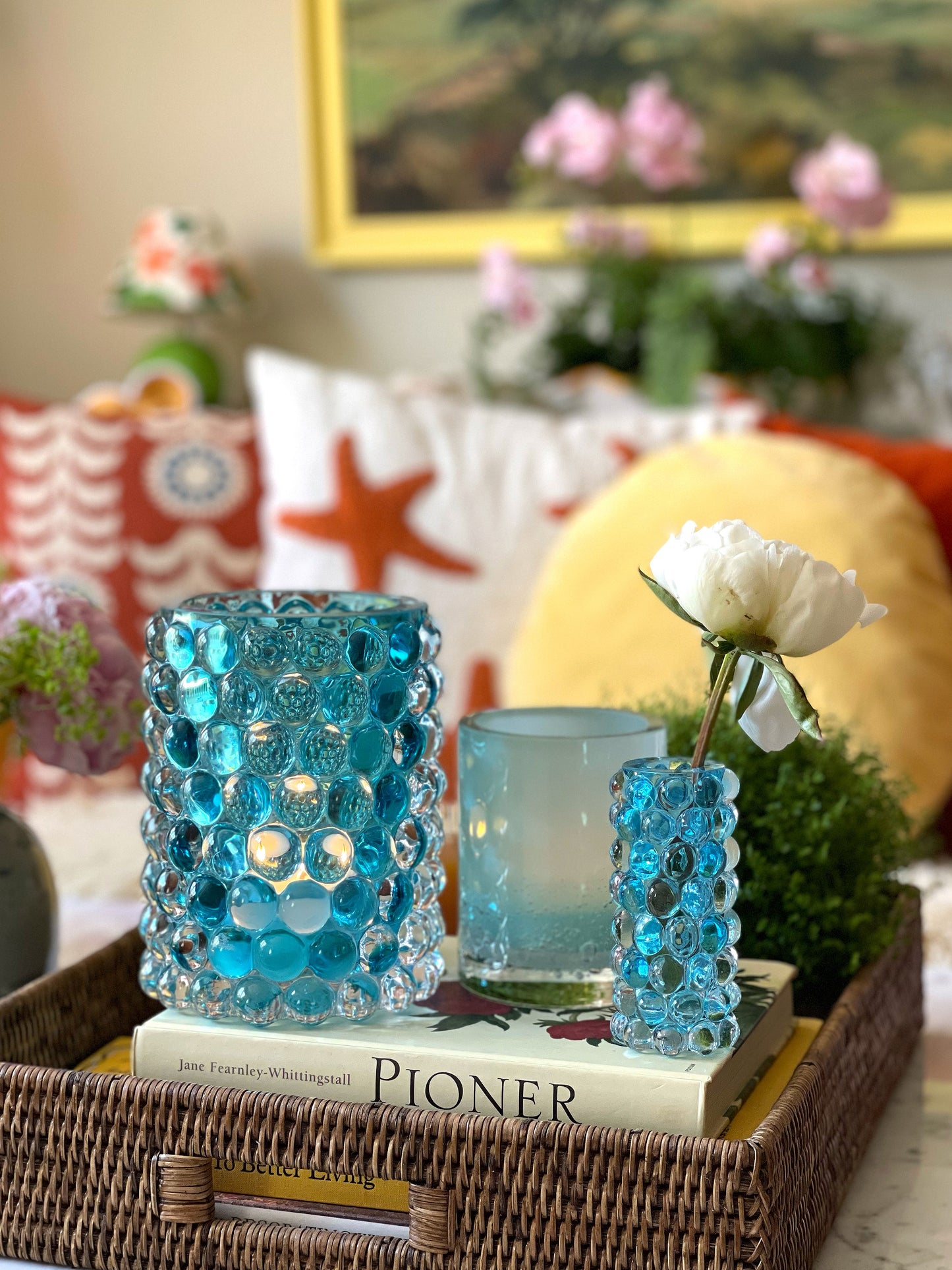 HURRICANE LAMP BOULE LARGE, Coral Blue Windlicht