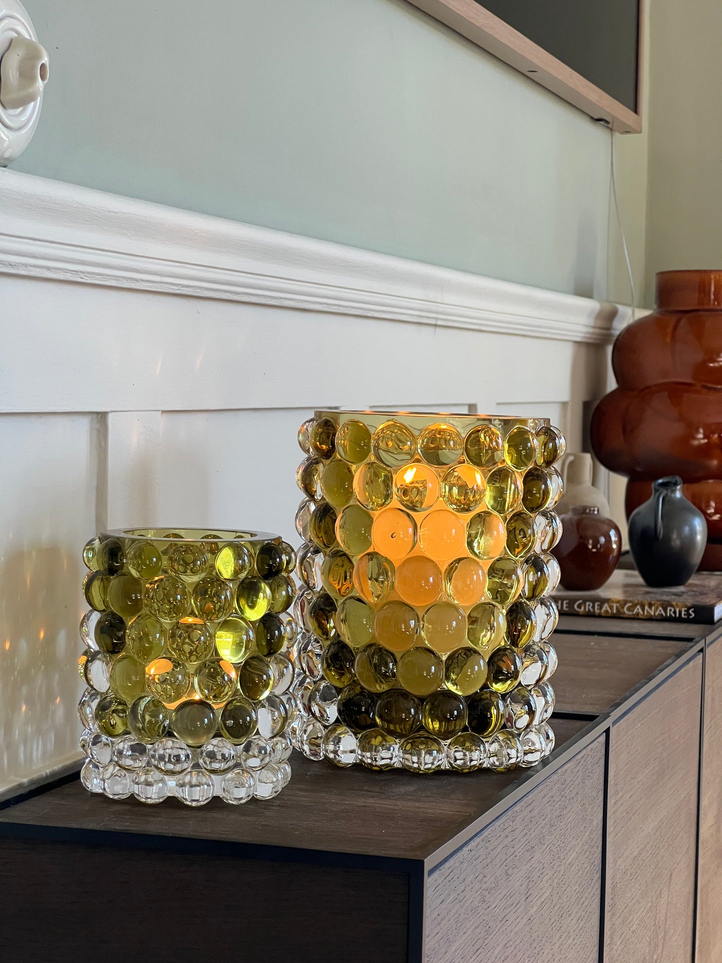 HURRICANE LAMP BOULE LARGE, Olive Windlicht