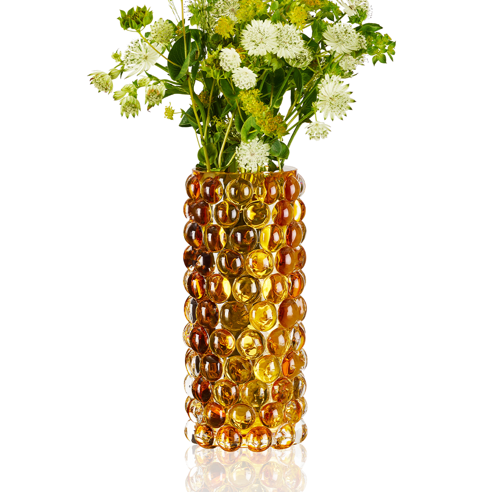 HURRICANE BOULE VASE, Amber