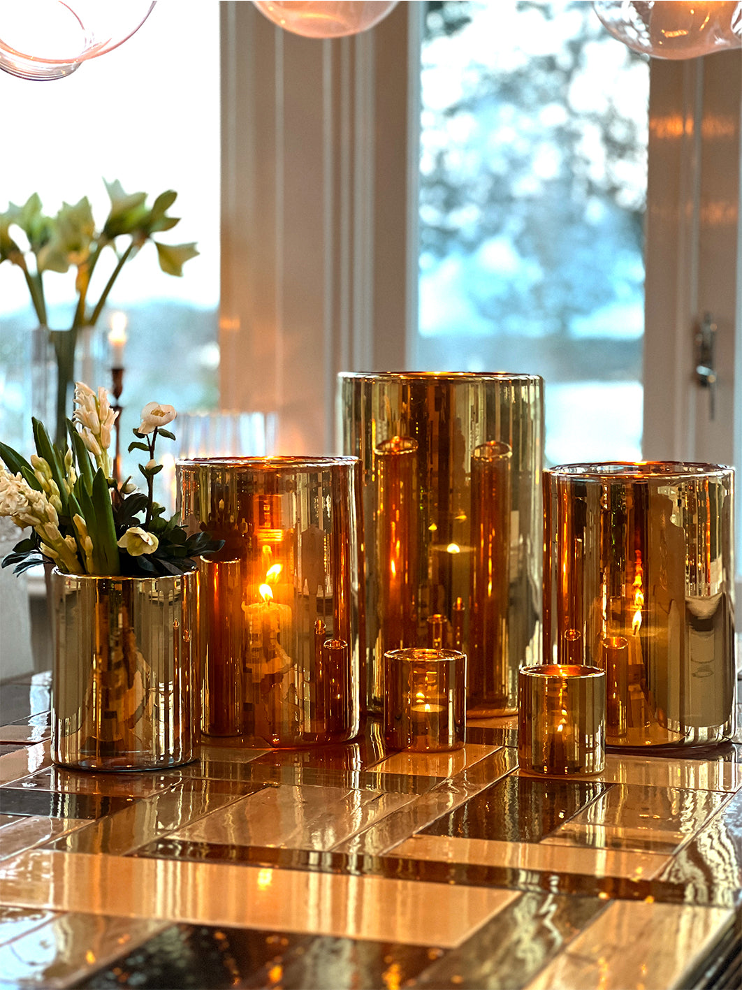 HURRICANE LAMP EXTRA LARGE, Gold Ljuslykta